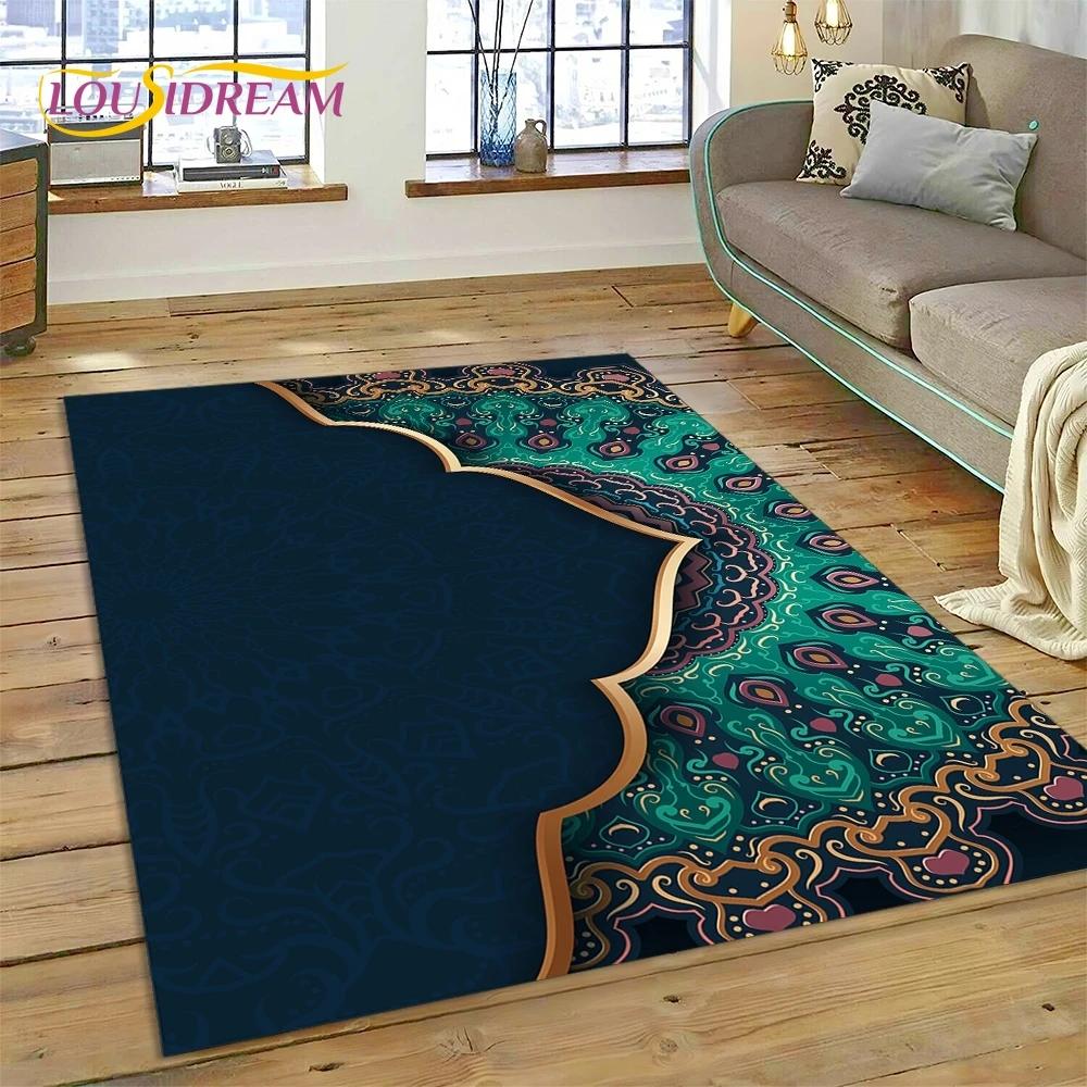 Мусульманский Ислам Молитва Коленопреклонение Поли Коврики Мандала Ковер Ковер для Спальни Гостиной Дома Диван Украшения, Большой Декор Напольный Коврик