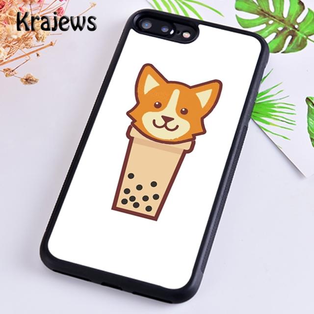 Мягкий чехол для телефона Krajews Corgi and Bubble Tea для iPhone 14 5 6s 7 8 plus XR XS 11 12 13 pro max Samsung S21 S22ultra Plus