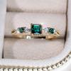 Trendy Square Green Stone Thin Rings For Women Gold Color White Zircon Stacking Wedding Bands Party Jewelry