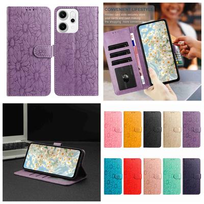10-цветной чехол-книжка с тиснением «Маргаритка» для Oppo A17 A18 A54 A58 A76 A77 Reno8,Reno8 Lite,Find X8 Pro,Find X5,Reno14 Pro...