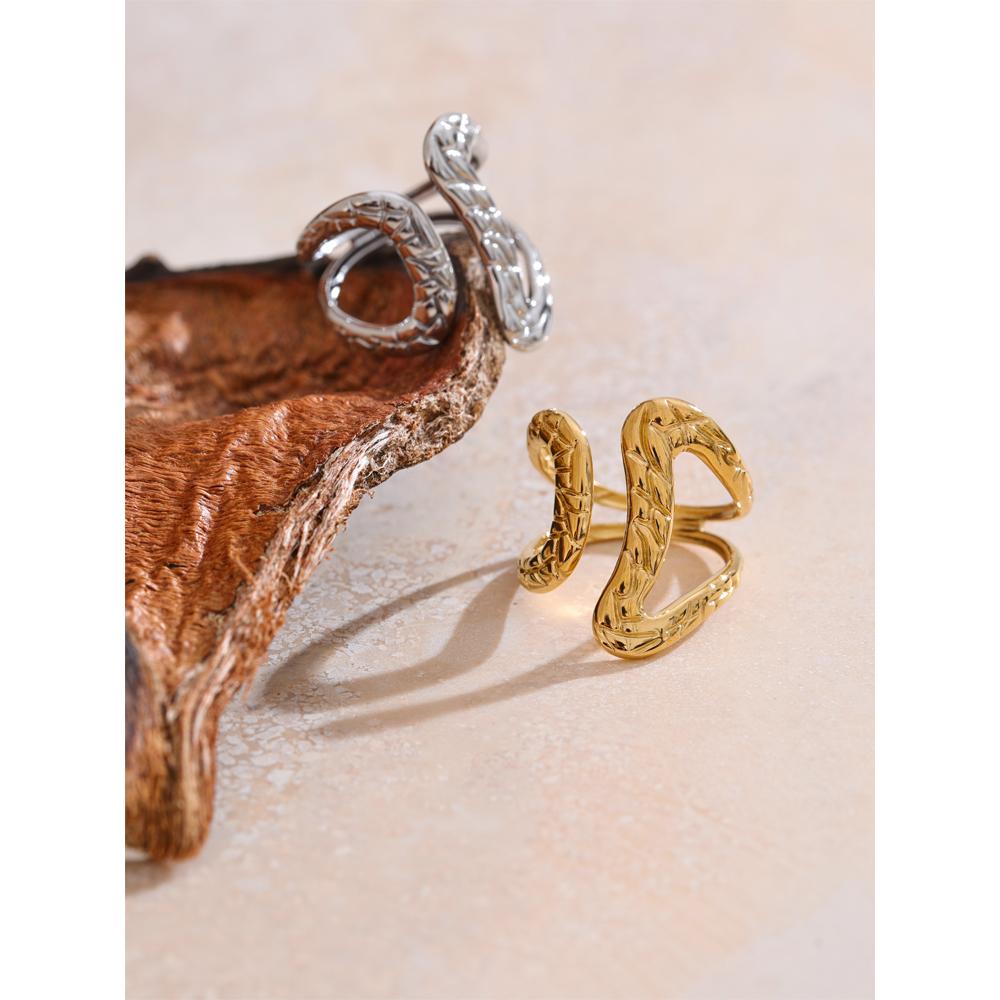 Eetit Модное регулируемое полое кольцо из нержавеющей стали с геометрическим узором 18K с покрытием PVD, индивидуальные ювелирные аксессуары, подарок