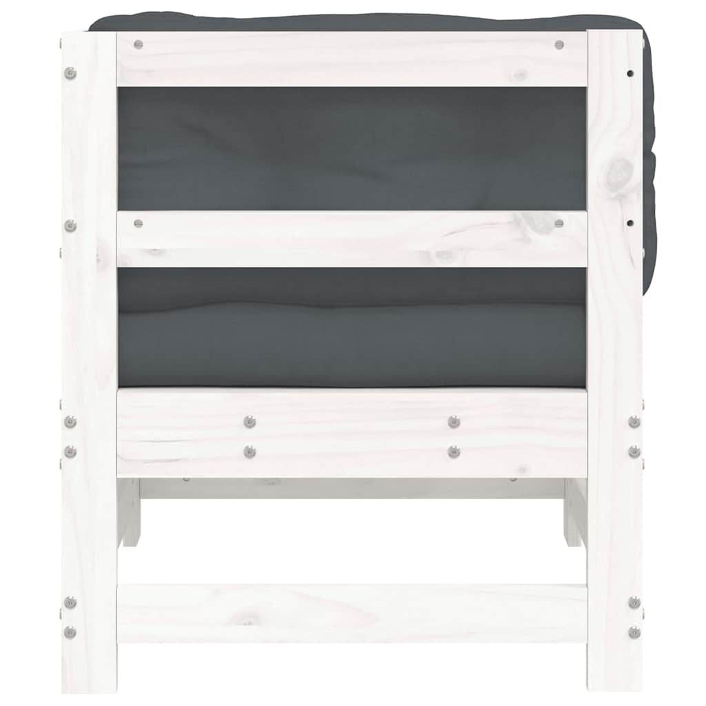 L shaped Sofa with Cushions White Solid Pine Wood