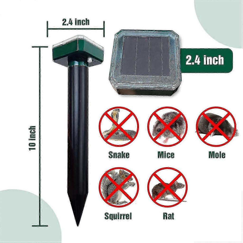 2 Pack Solar Mole Repellent - Snake Repellent - Weatherproof for Mole, Snake, Vole, Gopher and Other Animals