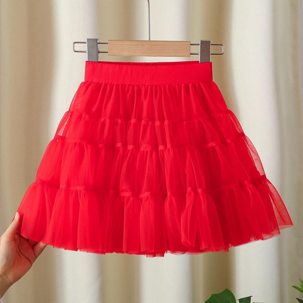 Юбка миди для девочки Стильная юбка принцессы из сетки Универсальная и пышная внутренняя юбка