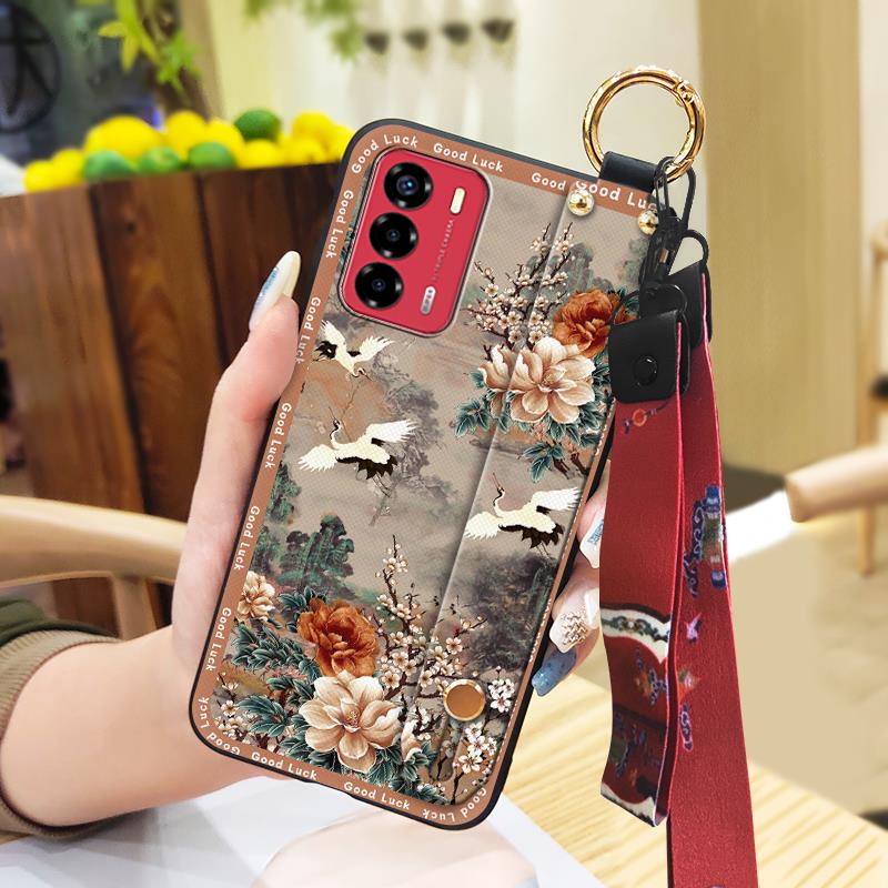 Чехол для прочного телефона для пожилой леди для ZTE Blade V40 Vita/A72, ремешок на запястье, браслет для мамы, силиконовый, модный, грязеотталкивающий