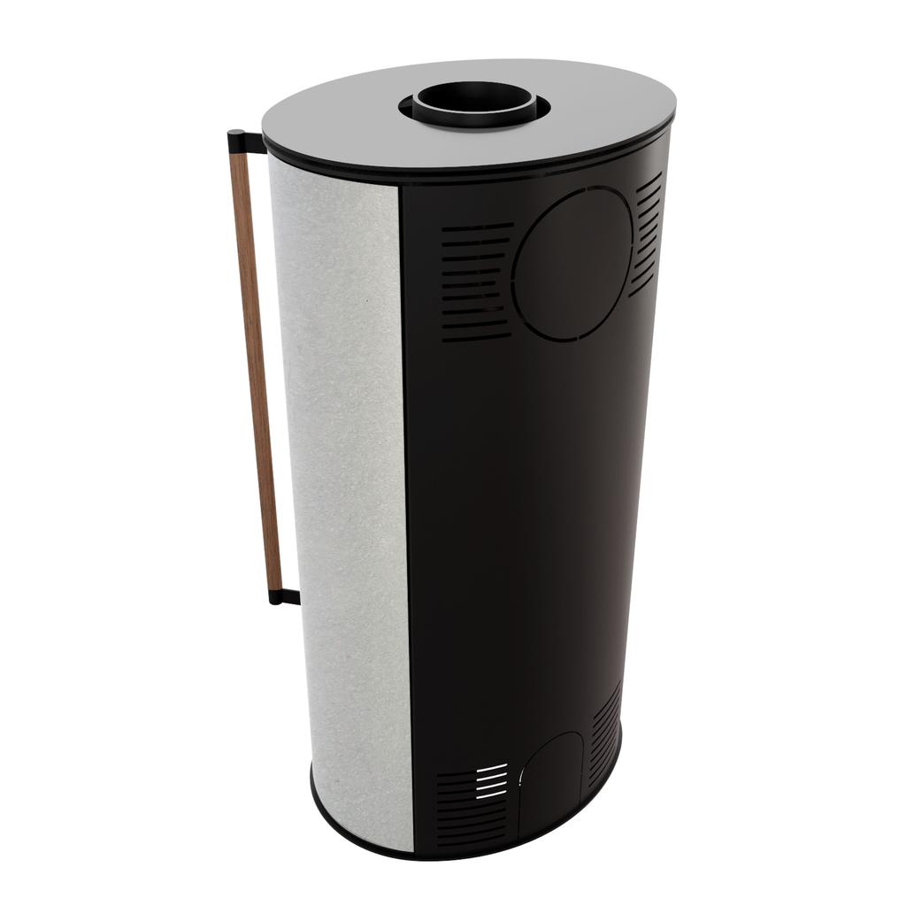 Freestanding Stove KRATKI ERIK Ø150 5.5 kW WHITE SATIN Ceramic Steel Lid Jatoba