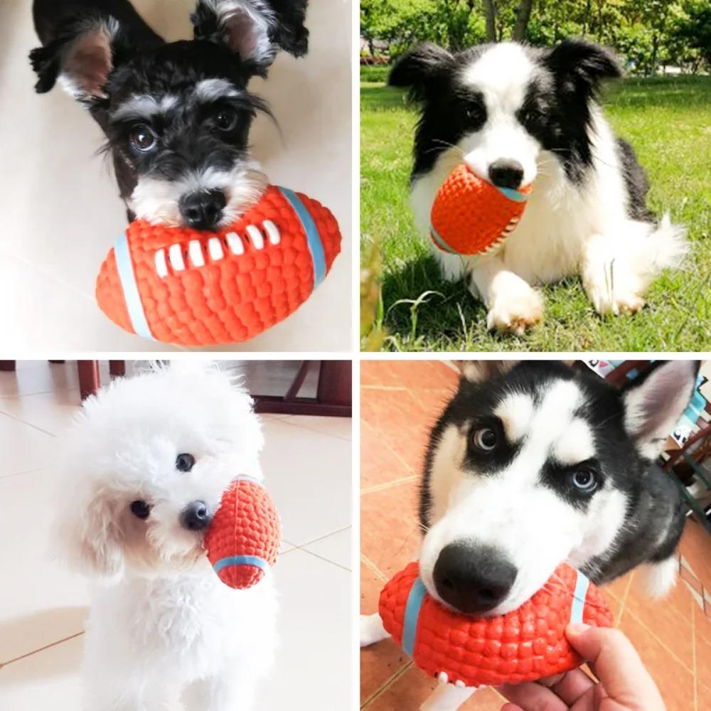 New Pet Dog Natural Latex Sound Toy Ball Rugby Volleyball Soccer Anti Bite Interactive Dogs Teething Chewing Toys Pet Products