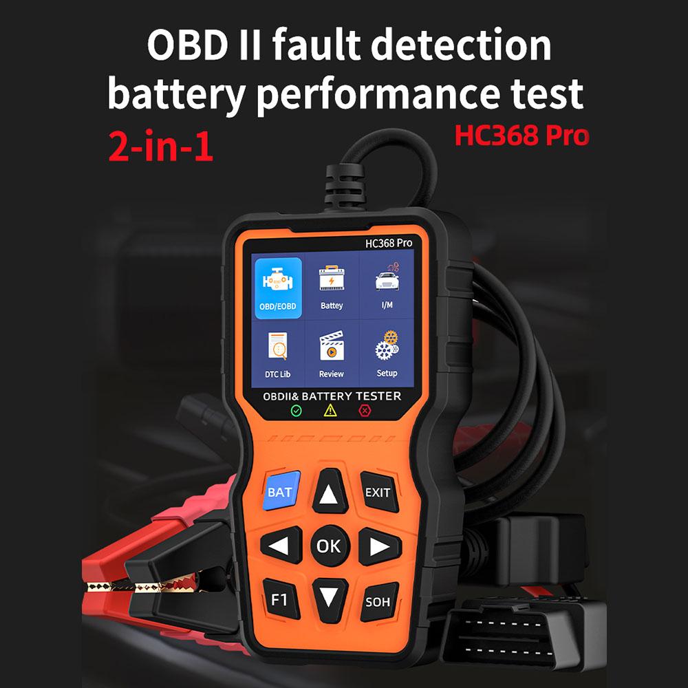 Автомобильный тестер неисправностей аккумулятора OBD II Сканер Универсальная проверка системы Check Engine HC368 Pro Считыватель кодов неисправностей Очистка кодов Тестер аккумулятора