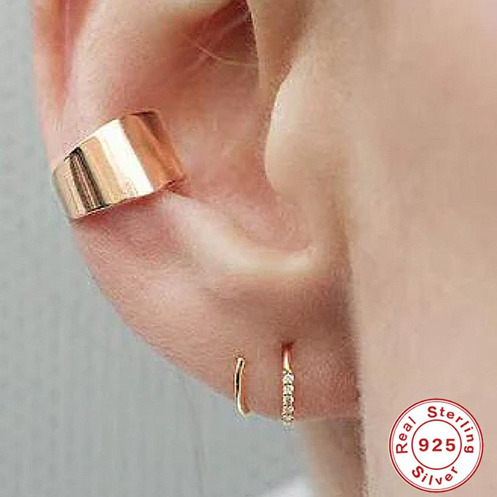Fashion S925 Sterling Silver Rotating Single Row Zircon Personalized Street Earline Earrings