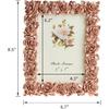 Garden Style Resin Picture Frame Rose Flower Decorative with High Definition Plexi Glass Sheet for Table Top Desk Photo Display, Rose Gold Color, 5x7