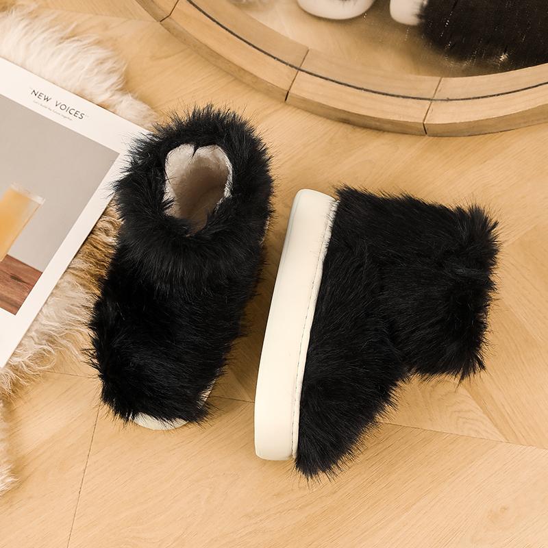 Warm Winter Cotton Shoes Women Warm Fur Home Slippers EVA Non-Slip Plush Slippers Indoor Couple Thick Sole Footwear Slides
