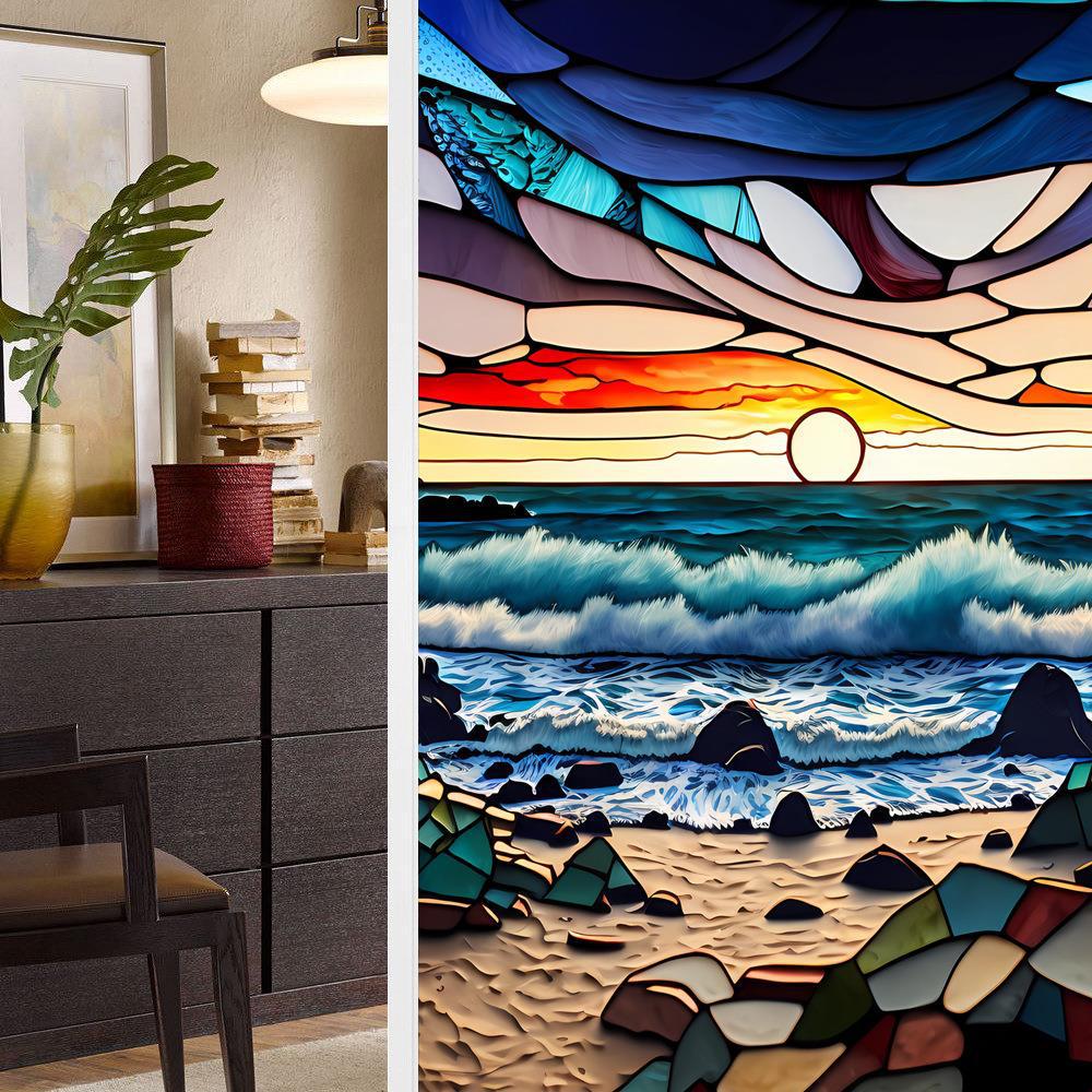 Красочная Ретро Цветок и Птица ПВХ Статическая Пленка для Окон Съемная