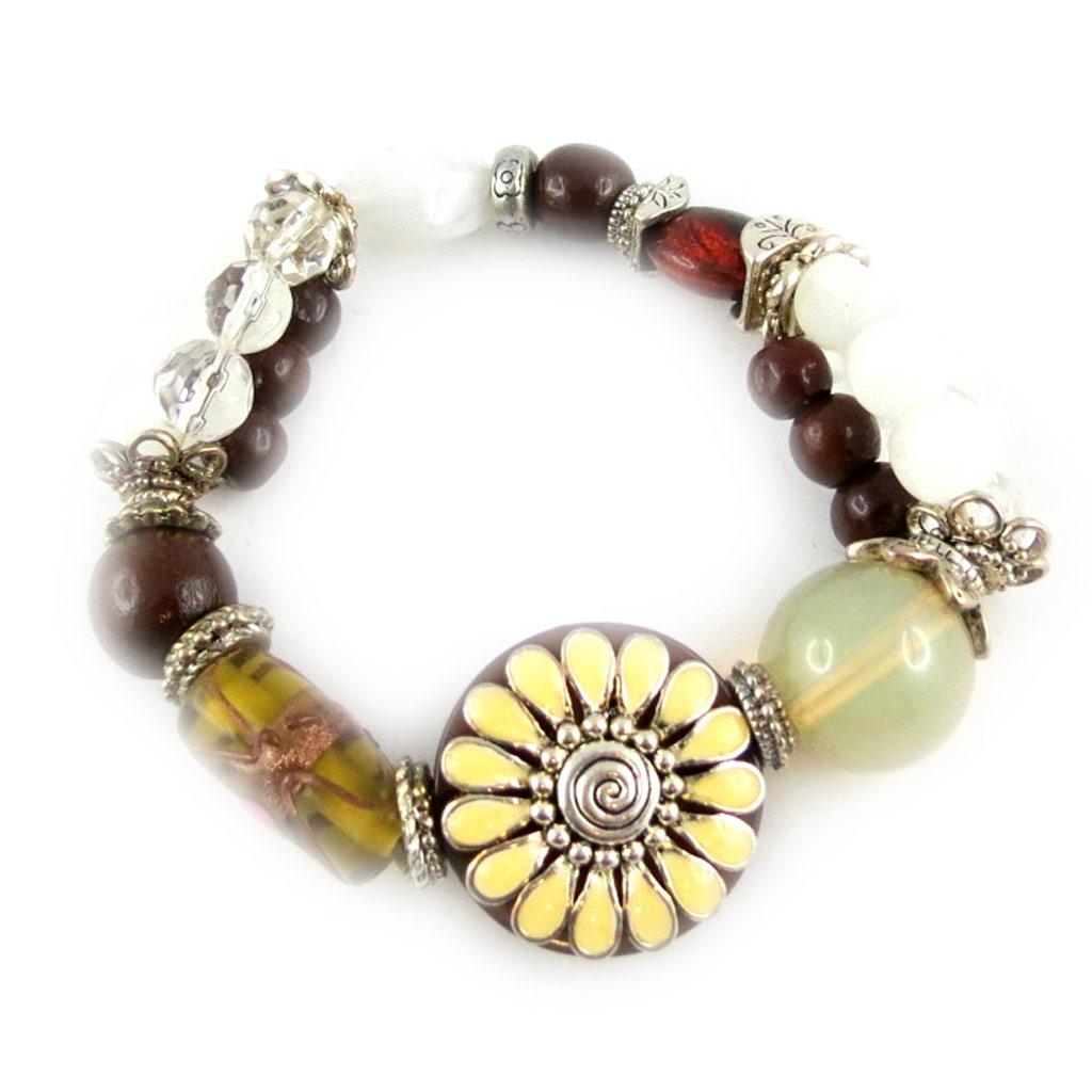 Les Trésors De Lily [E0467] - Brown Beige 'Douchka' Designer Bracelet