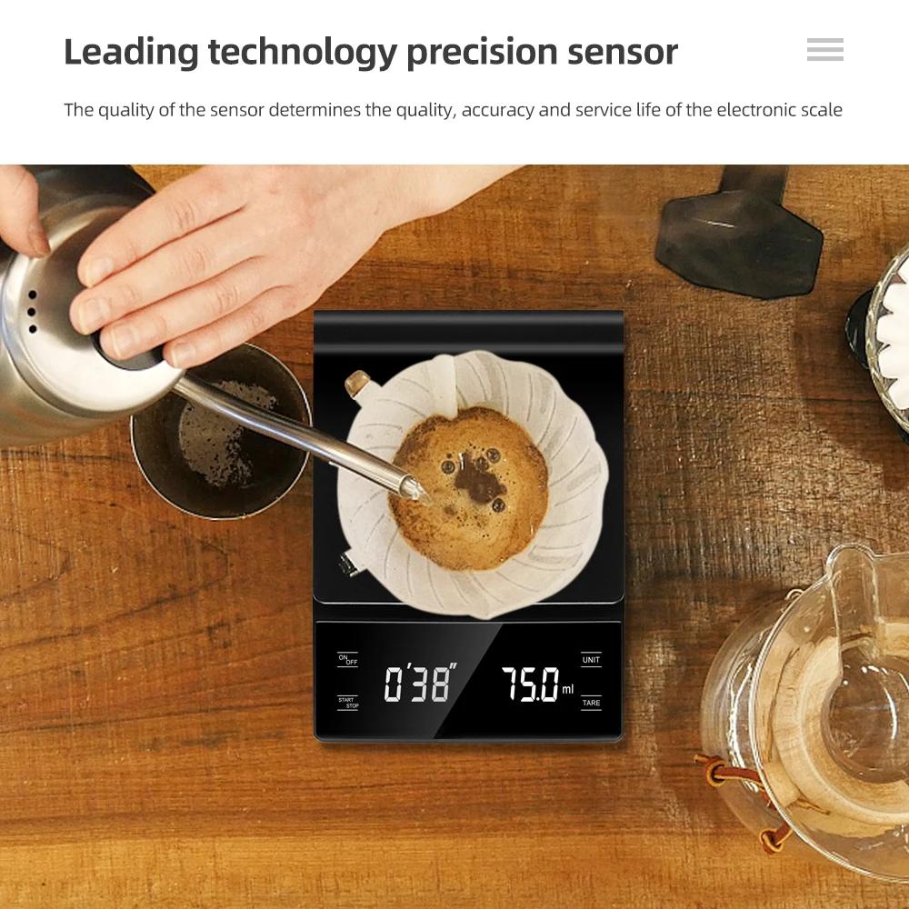 3 кг/0,1 г Кофейные весы с таймером Кухонные инструменты Цифровые многофункциональные весы Весы для капельного кофе Пуровер Эспрессо ЖК-дисплей