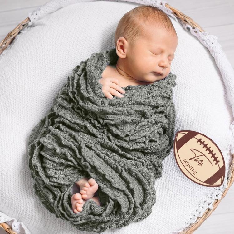 Football Theme Baby Monthly Milestones Marker Card Infant Commemorative Calendar Card Record Growth Photography Props