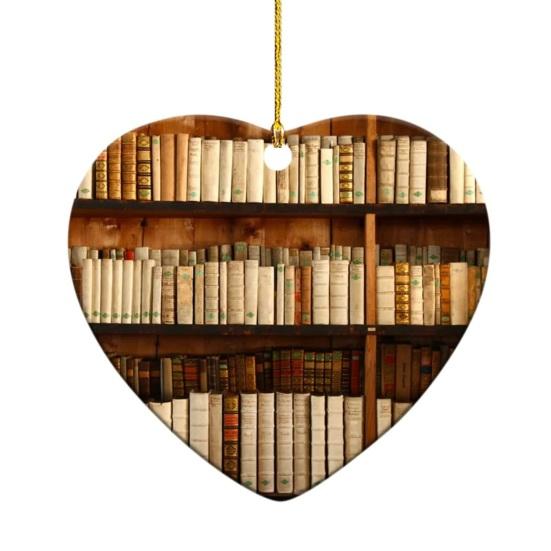 Heart Shaped Christmas Ornament Acrylic Bookshelf Xmas Tree Hanging Decorations 2D Flat