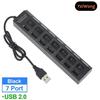 HUB USB - Multi - 7 Ports - Noir - USB 2.0 - Sans adaptateur d'alimentation