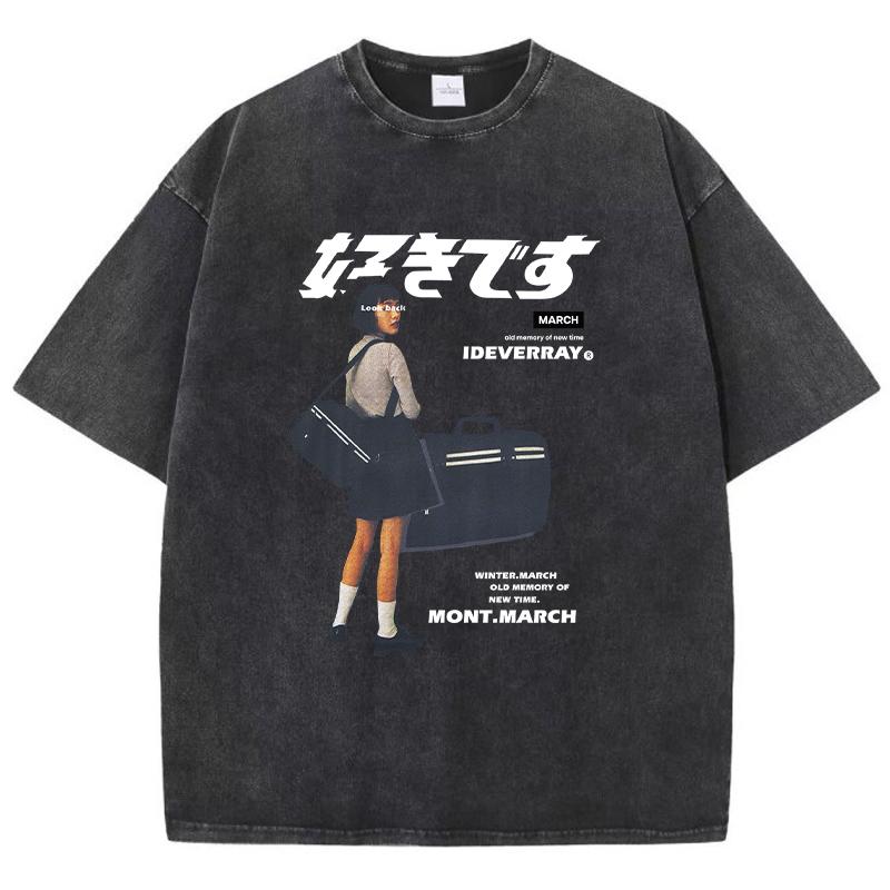 Летняя женская хлопковая стираная футболка March Old Memory Of New Time школьная форма для девочек с принтом топы свободная одежда
