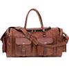 Leather 24 Inch U Zip Holdall Luggage Handmade Duffel Bag Carryall Weekender Travel Overnight Gym Sports Carry On Duffel Bag For Men And Women