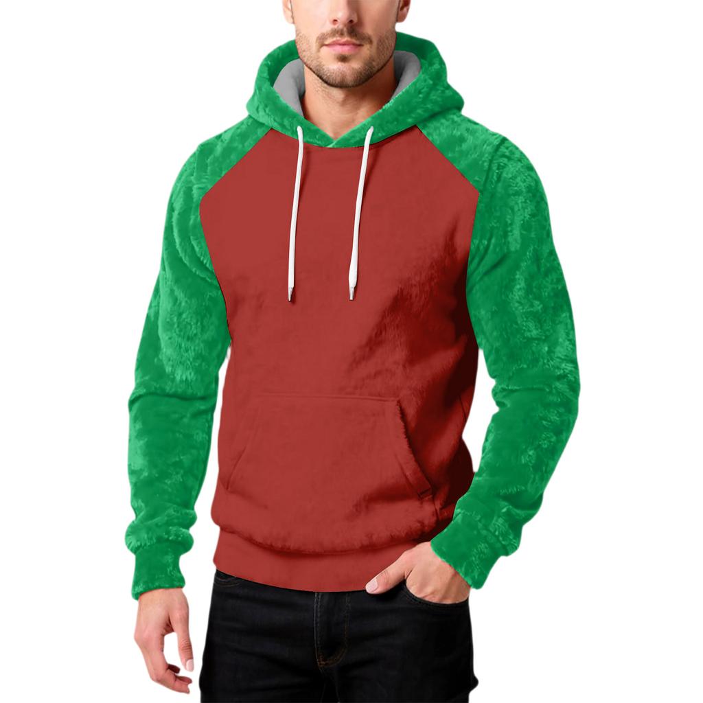Мужская Мода Досуг Капюшон Капюшон Плюшевый Длинный Рукав Толстовка