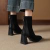 Модные новые осенне-зимние женские ботинки с квадратным носком, женские модные ботинки, женские универсальные ботильоны на высоком каблуке, облегающие ботинки