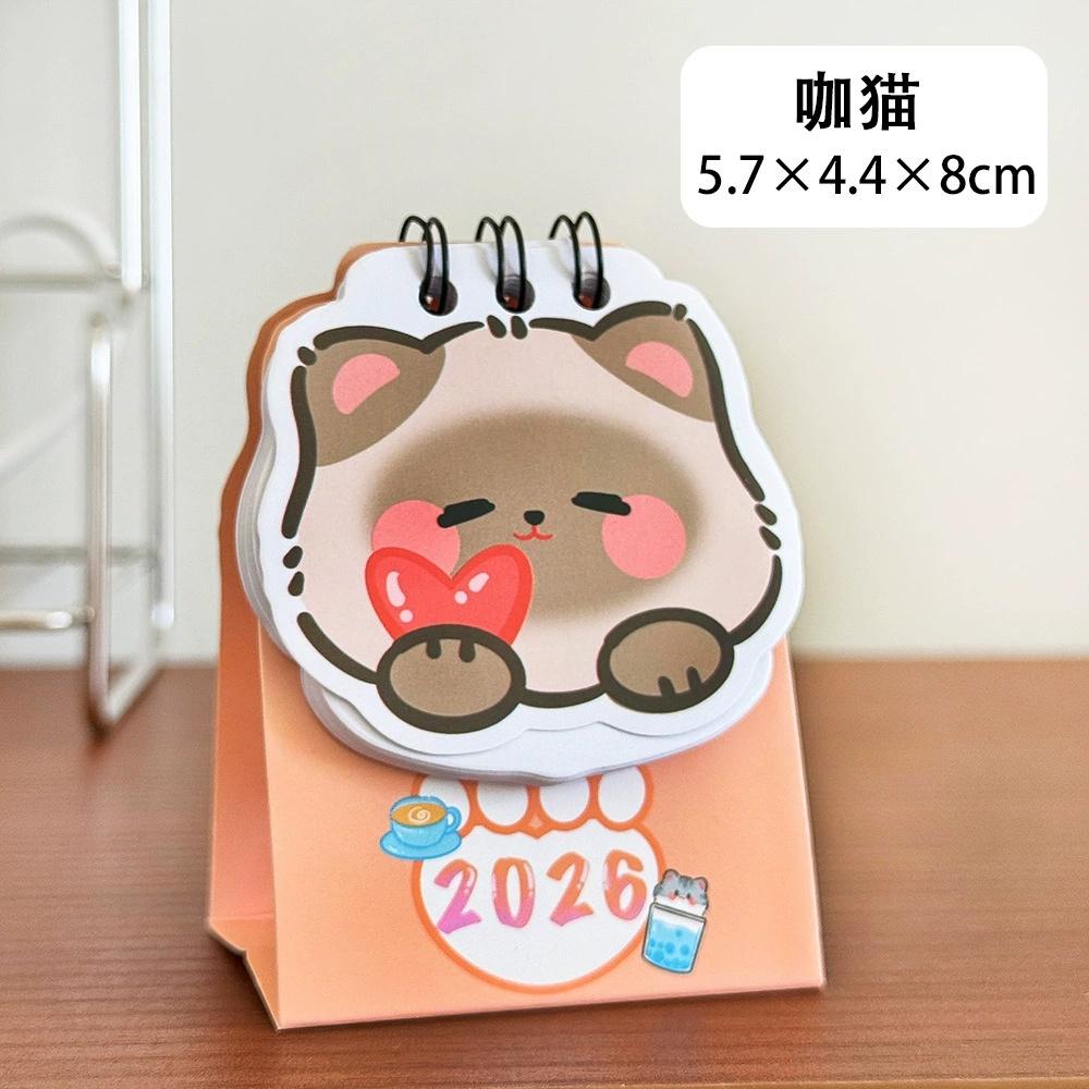 Charm Cat Mini Calendar 2026 2026 Desk Small Calendar Planner Student Girl Cute Meow Check in Calendar Schedule Office Stationer