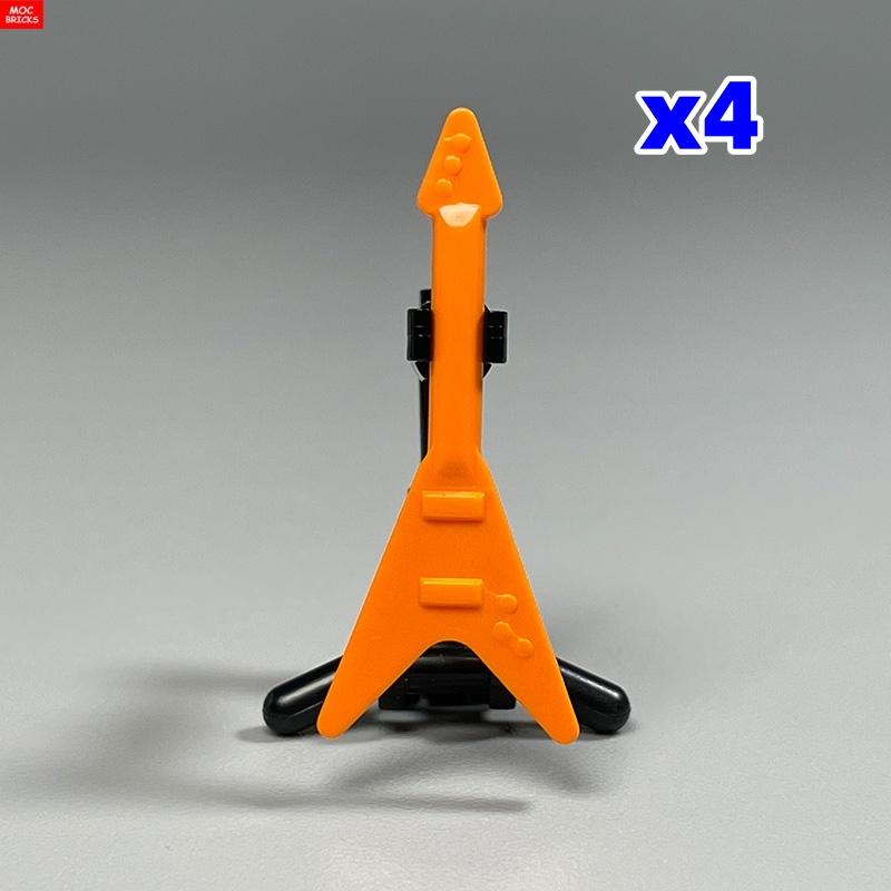 MOC Кубики 4 см Фигурка Музыкальные Инструменты Электрогитара Модель Образовательные Строительные Кубики для Детей Девочек Игрушки