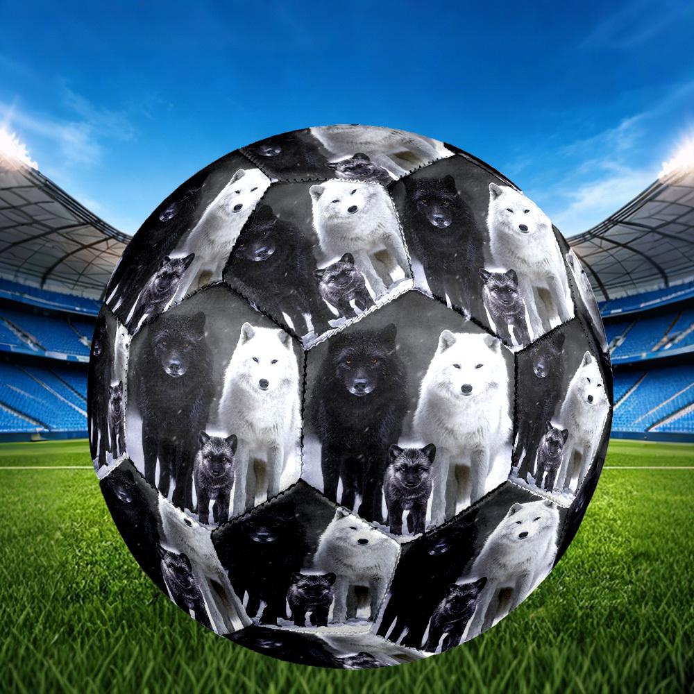 1pc Winter Wolf Family Theme Soccer Ball Football, Size 5, Lightweight PVC, Outdoor Training Soccer Ball,Gift c6526