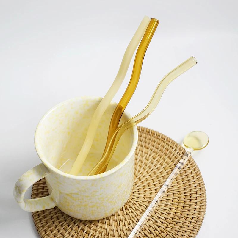 Многоразовая стеклянная соломинка с длинной ножкой, стеклянная соломинка оптом, термостойкие стеклянные соломинки для питьевой воды, экологически чистая посуда для напитков