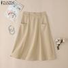 ZANZEA Женские повседневные летние миди-юбки однотонной расцветки