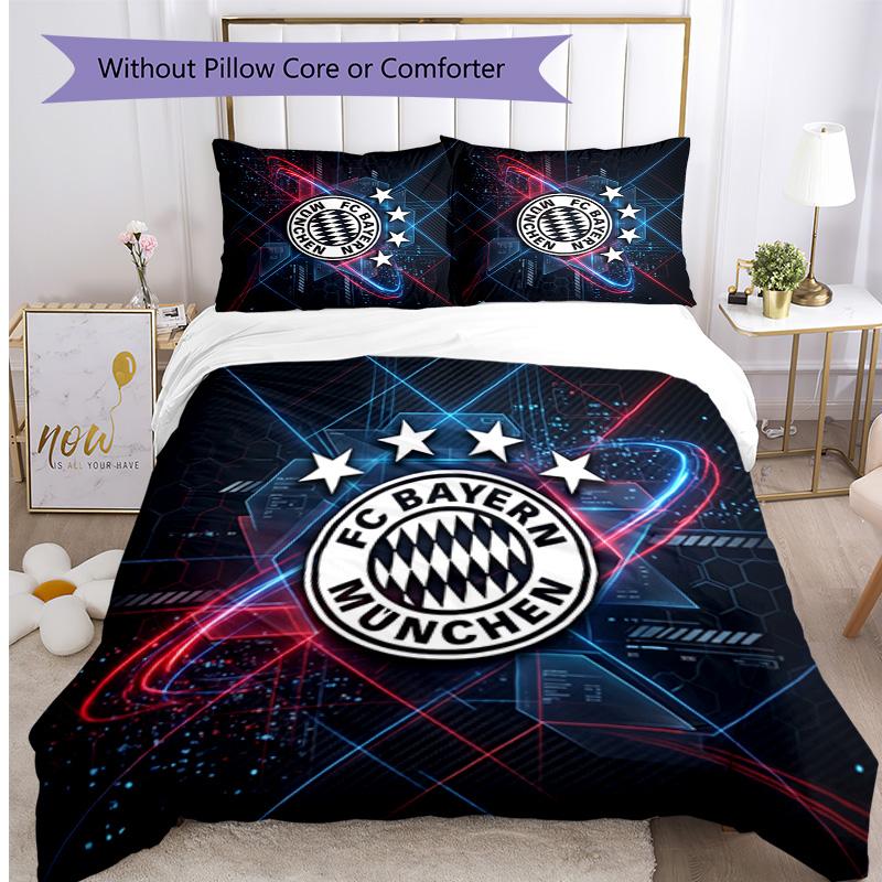 Bayern Munich Pattern Printed 3PCS Bedding Set Soft Skin-Friendly Washable Duvet Cover & Pillowcases Set All Season Bedroom