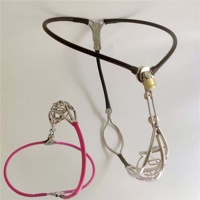 Men's Stainless Steel Chastity Belt Wearable Pants with Breathable Lockable Cock Cage Strap On Penis Bondage Sex Toys for Male