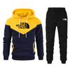Autumn 2024 New Yellow Sportswear Tracksuits Men's Casual Plushed Warm Hoodie Set Color Matching Brand 2 Piece Set