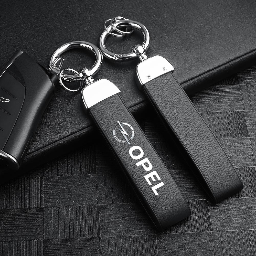 dajfhk1 1/2Pcs Car Styling Metal Leather Keychain Key Pendant Keyrings Gifts For Opel Mokka Corsa Meriva Zafira Astra J Car Wheel Hubcap