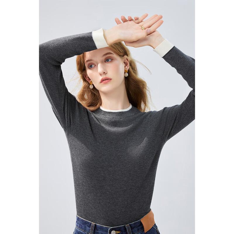 Women's Faux Two-Piece Wool Blend Knit Top