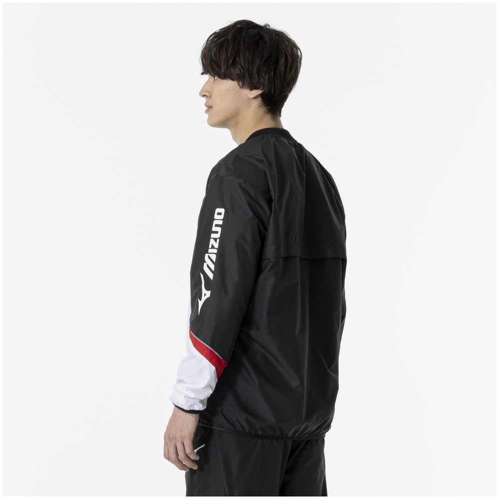 Tennis Wear Windbreaker Shirt Water Repellent Standard Silhouette Mesh Lining 62MEA504 Black X Red L [Mizuno]