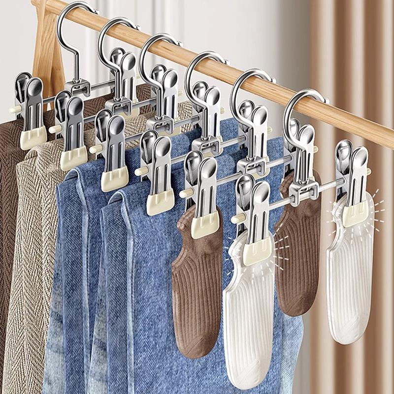 Набор из 5 бесшовных вешалок для брюк из нержавеющей стали, регулируемая подставка для обуви из нержавеющей стали, вешалка для брюк, держатель для сапог, портативный