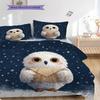 Owl Pattern Bedding Quilt Set Quilt Cover Pillowcase Home Decoration Birthday Gift (1 * duvet cover + 2 * pillowcase, without core)
