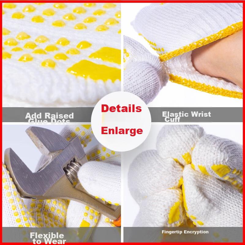 Qianyu 12 Pairs of Thick Work Gloves, Durable Cotton Work Gloves for Construction Sites, Random Colors