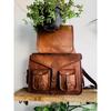 Men's Goat Leather Messenger Real Satchel Laptop Bag Handmade Brown Bag ( Free Gift Sling Brown Laptop  Bag Size - 9 X 7 X 3 In )