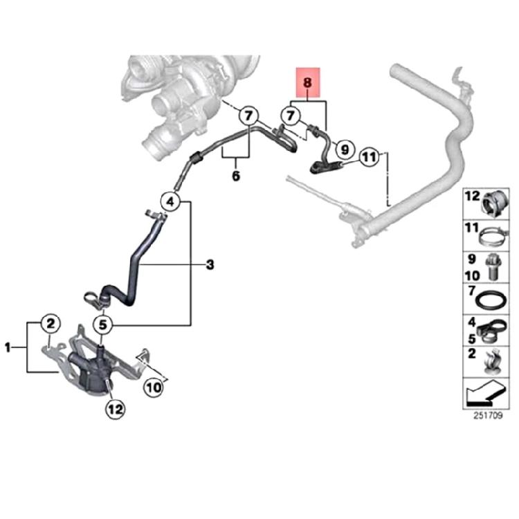 Высокотемпературный шланг турбокомпрессора двигателя, патрубок линии охлаждающей жидкости для F21 F30 114i 116i 118i 120i 316i 11537600591