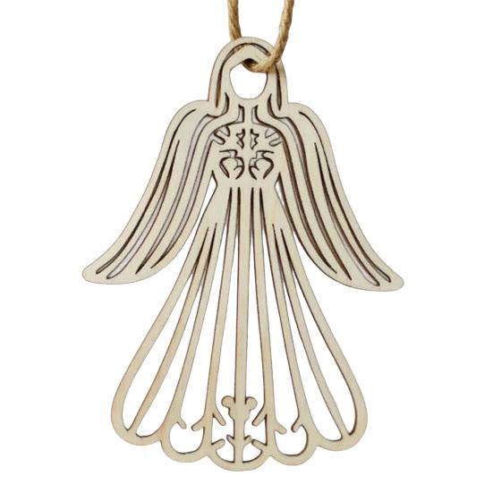 Wooden Angel Christmas Ornaments Rustic Angel Hanging Ornament with Hollow Design for Winter Xmas