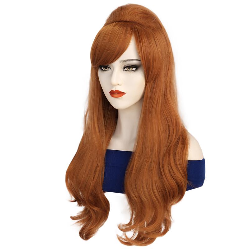 Синтетические волосы Костюм Женские парики Длинный прямой парик Оранжево-имбирный парик с боковой челкой для косплея Хэллоуин вечеринки