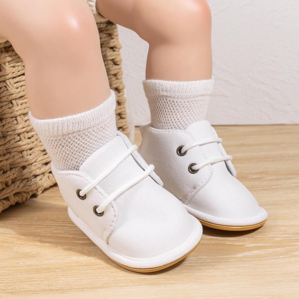 Autumn/Winter Non-Slip Lace-Up Baby Boots with Rubber Sole