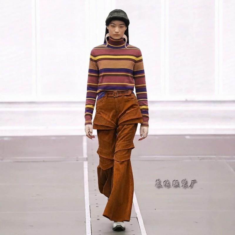 Womens High Neck Knit Sweater With Colorblock Stripe Design Slim Fit Long Sleeve Pullover Winter 2026
