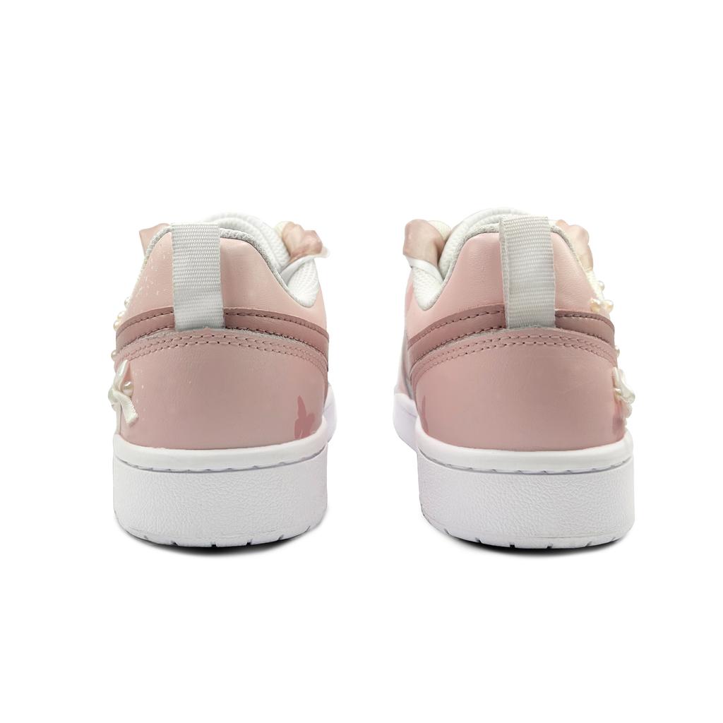 Nike Кроссовки Court Borough Dreamy Bowknot Низкие Скейтбордические Обувь для Девочек Розовый Белый BQ5448-100(Команда183-)