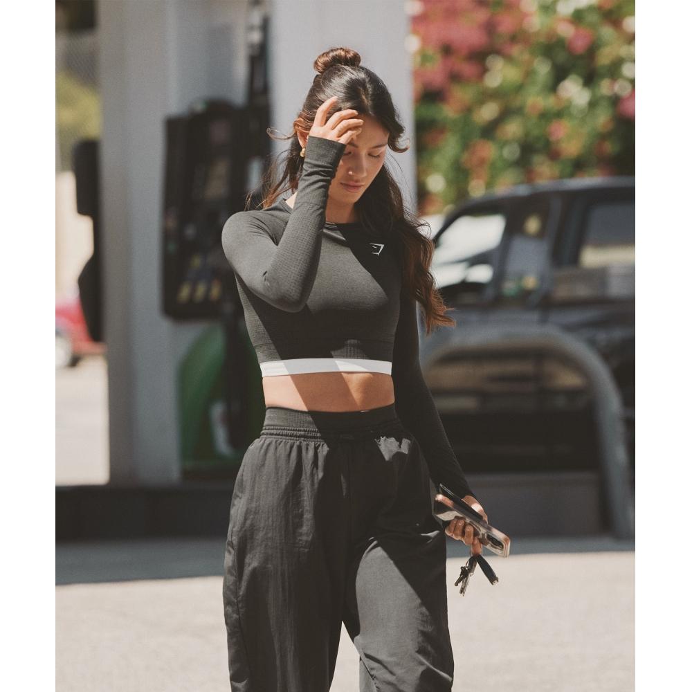 Gymshark Укороченный топ Vital Seamless 2.0 Black Marl B1a3d Bbf3