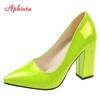 Fashion Aphixta 2025 New 10cm Square Heels Pumps Women Shoes Patent Leather Sexy Wedding Party Official Leisure Super Big Szie 31-50