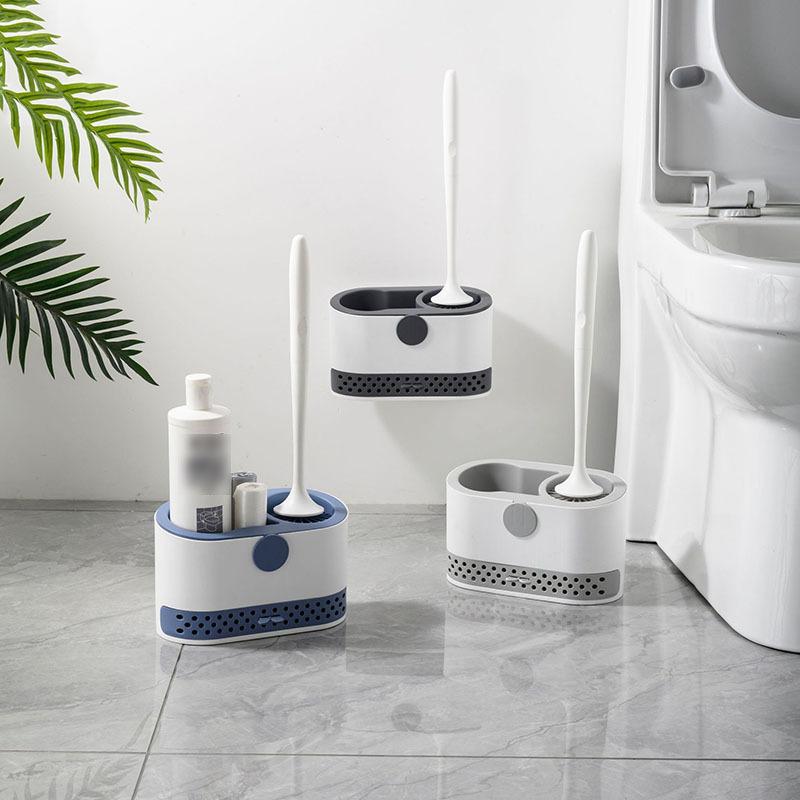 1set Wall-mounted Toilet Brush Household No Dead Angle Bathroom Toilet Cleaning Silicone Brush Toilet Brush Cleaning Set Bathroom Accessories ARI