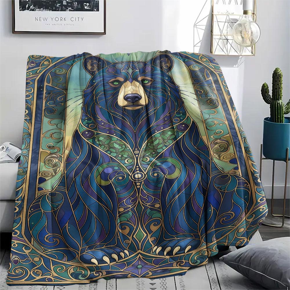 1Pc Gorgeouse nanimal Print Flannel Blanket, High quality Comfortable for All Seasons, Home Decor, Warmth and Comfort, Perfect for Christmas Gifts